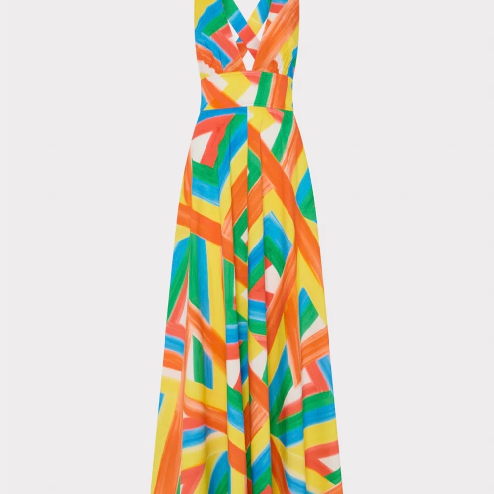 Milly Catarina Multi Stripe Poplin Maxi Dress Size 8